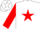 Silk - White, red star and 'star t racing' on back, red sleeves with white 'os',