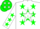 Silk - White, dkGreen 'c' on white star, dk green stars