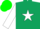 Silk - Hunter green, white star, white sleeves, green cap