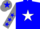 Silk - Blue, white star, grey sleeves with blue stars, grey cap with blue star