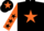 Silk - Black, Orange star, Orange sleeves, Black stars, Black cap, Orange star.