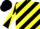 Silk - Black and yellow diagonal stripes, black and yellow diagonal quartered sleeves, black cap, yellow button