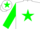 Silk - White body, green star, green arms, white cap, green star
