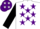 Silk - White, purple stars, black sleeves