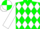 Silk - Green body, white three diamonds, white arms, white cap, green quartered