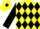 Silk - Yellow body, black three diamonds, black arms, yellow cap, black diamond
