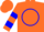 Silk - Orange, blue circle, blue hoops on sleeves