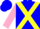 Silk - Blue, pink 'ol', yellow cross sashes, pink sleeves