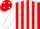 Silk - Red and white veritcal stripes, red dots on white sleeves