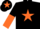 Silk - Black, orange star, halved sleeves, orange star on cap