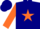 Silk - Navy blue, orange star, orange sleeves, navy blue cap
