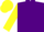 Silk - Purple, yellow 'm' in yellow horseshoe, purple bars on yellow sleeves, yellow cap