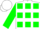 Silk - White, green squares, green blocks on sleeves