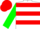 Silk - White body, red hooped, green arms, red cap, red white