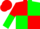 Silk - Red body, green quartered, red arms, green halved, red cap, green red