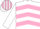 Silk - White, pink chevrons, white sleeves, white and pink striped cap