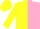 Silk - Yellow & pink halves, yellow & pink opposing diamond stripe on pink & yellow opposing slvs