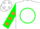 Silk - White, green circle, green sleeves, orange spots