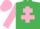 Silk - Emerald green, pink cross of lorraine, pink sleeves and cap