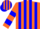 Silk - Orange, blue stripes, blue bars on sleeves