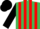 Silk - Emerald Green and Red stripes, Black sleeves and cap.