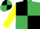 Silk - Black and emerald green (quartered), yellow sleeves