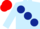 Silk - Light blue, large dark blue spots, red cap