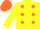 Silk - Yellow, Orange spots, Orange cap.