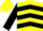 Silk - Yellow, black chevrons on front, black 'palafox racing' & racehorse emblem on back, black bars on sleeves
