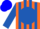 Silk - Orange, royal blue ball, royal blue stripes on sleeves, orange and blue cap