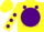 Silk - Yellow, yellow 'ss' on purple ball, purple dots, purple dots on sleeves, yellow cap