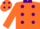 Silk - orange, purple spots and collar, orange sleeves, orange cap, purple spots