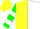 Silk - Yellow and white halved, green maple leaf, white bars on sleeves, yellow cap