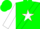 Silk - Green, white star on red sash, red star on white sash, red and white opposing slvs, green cap