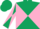 Silk - Hunter green and pink diagonal quarters, pink band on slvs