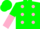 Silk - Kelly green, pink dots, green and pink halved slvs