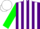 Silk - Purple, gold 'f', white stripes on green sleeves, white cap