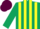 Silk - Dark green, maroon and yellow stripes, dark green and maroon cap