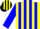Silk - Yellow, black circled 'w', black and blue stripes on sleeves