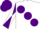 Silk - White, large Purple spots, Purple and White diabolo on sleeves, Purple cap.