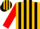 Silk - Gold, black stripes on red sleeves