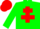 Silk - Green body, red cross of lorraine, green arms, red cap, green striped