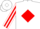 Silk - White, red diamond stripe on sleeves,  ''l/a'' in red diamond frame