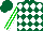 Silk - Forest green, white diamonds, white stripes on green sleeves