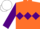 Silk - Orange, purple triple diamond and sleeves, white cap