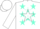 Silk - Aqua, White Star, Aqua Stars On White Sleeves, White Cap