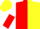 Silk - Red and yellow halved horizontally, white, red halved sleeves, yellow cap