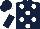 Silk - Dark blue, white spots, white and dark blue halved sleeves, dark blue cap