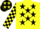 Silk - Yellow, black stars, checked sleeves