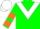 Silk - Green, white inverted chevron, orange chevrons on sleeves, white cap